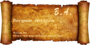 Bergman Antónia névjegykártya